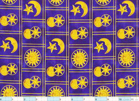 Zodiac Suns Royal Gold Patches Fabric